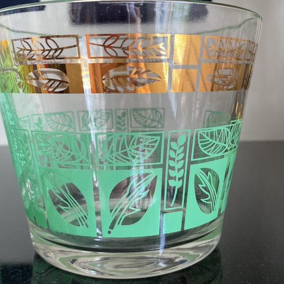 Mid century glass ice bucket/4 highball drinking glasses - Picture 3 of 14
